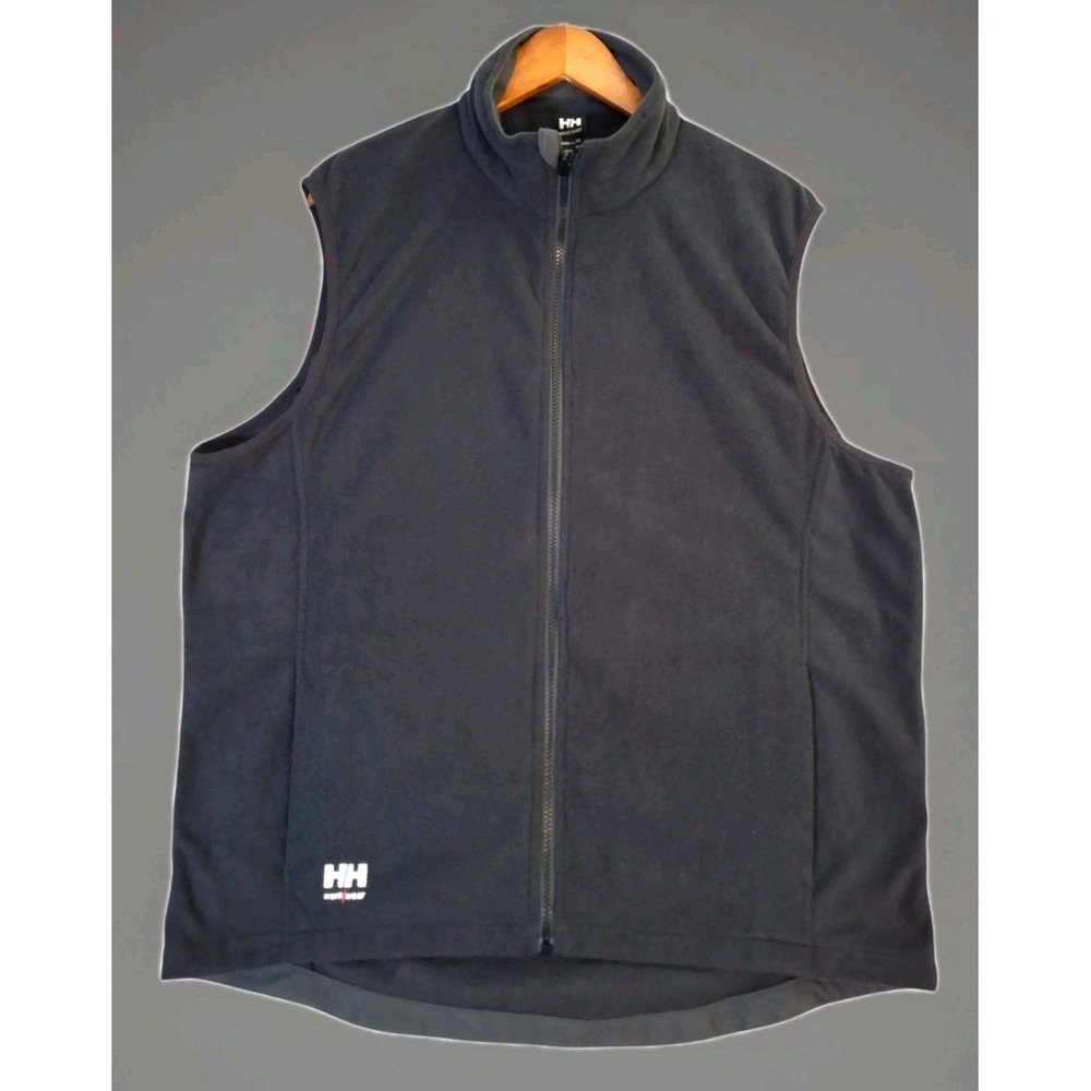 Helly Hansen Fleece Vest Men's Large Gray Work Wear Full Zip Mock Neck Outdoor